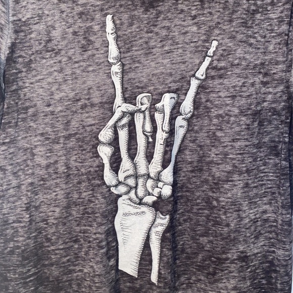 Zoe & Liv Gray Skeleton Rocker Hand Graphic Tee - Picture 5 of 6